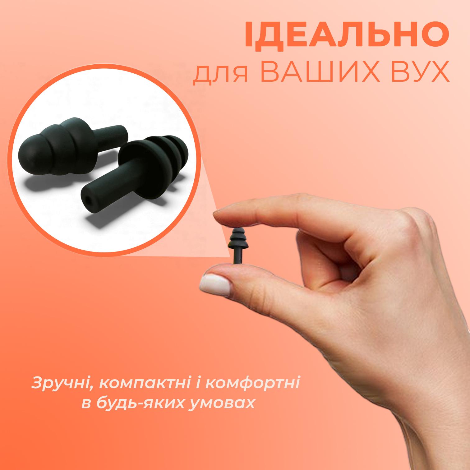 Беруши для сна плавания Univerza Елка силиконовые шумоподавляющие анатомические в футляре Черный - фото 5