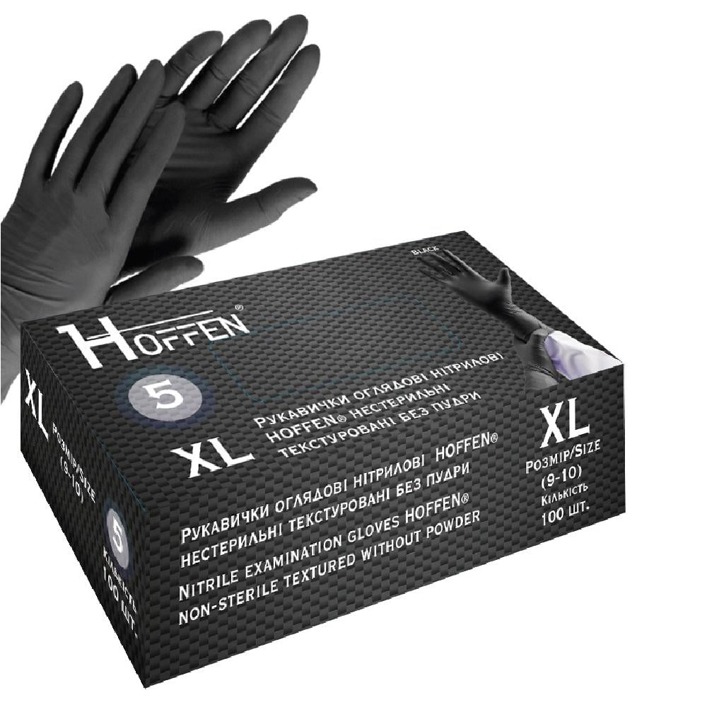 Перчатки нестерильные Hoffen HFN-13501 нитриловые XL 50 пар Черный (27918616)