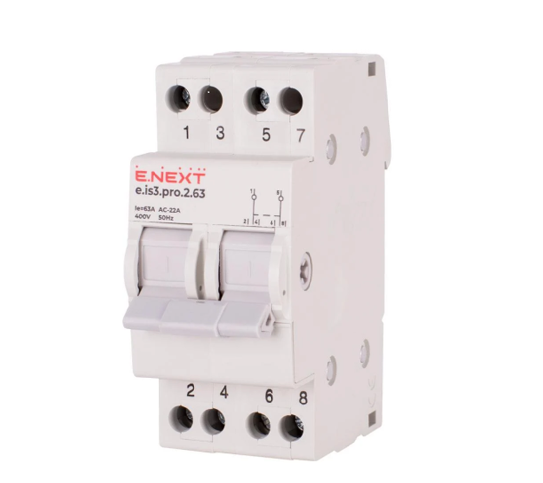 Перемикач введення резерву перекидної I-0-II E.NEXT e.is3.pro.2.63 2-полюси 63А (p008014)