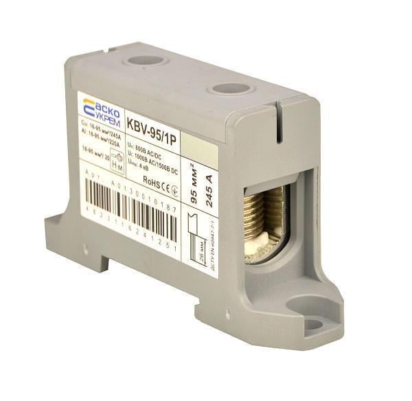 Клема ввідна силова АСКО KBV 16-95 мм.кв 245А 1-1 800V AC Сірий (A0130010187)
