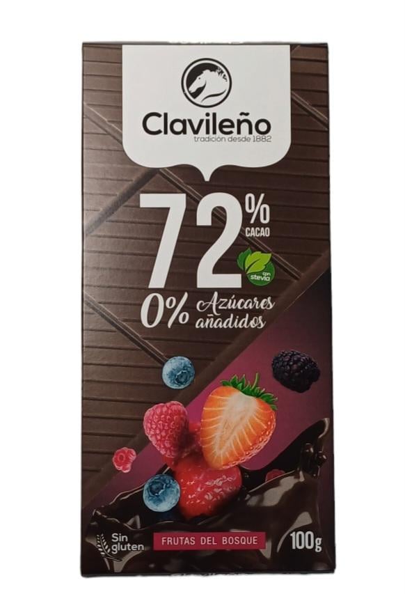 Шоколад черный Clavileno 72% с лесными ягодами и заменителем сахара 100 г (52894)