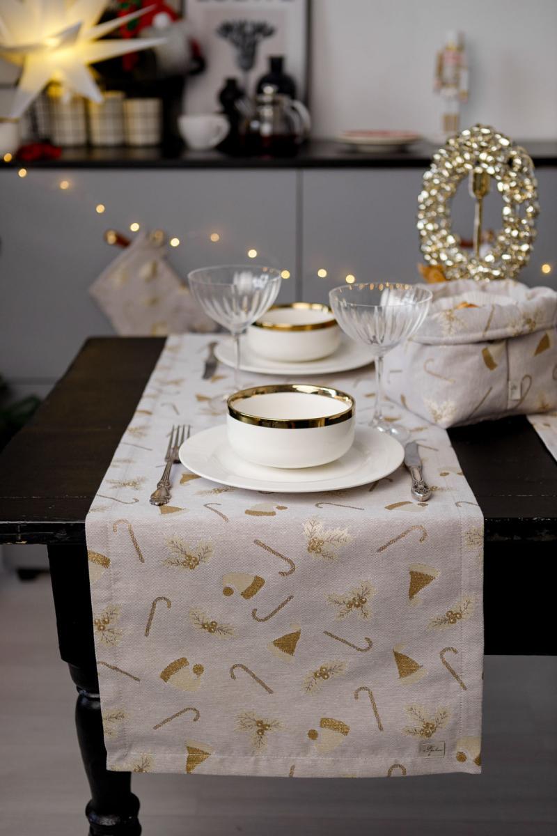 Ранер на стол Шапочки жаккардовый 40х140 см Бежевый (036818)