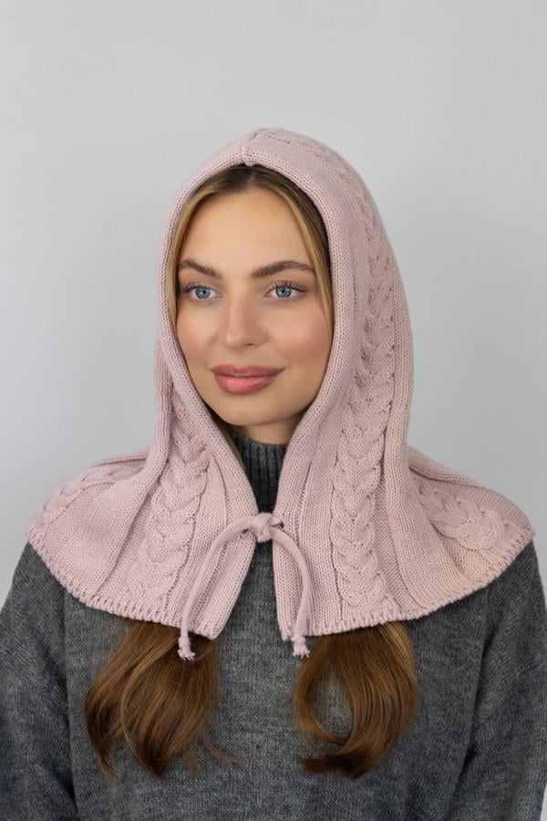 Капор женский вязаный Braxton Гермина 7253 Пудровый светлый (3175816993)