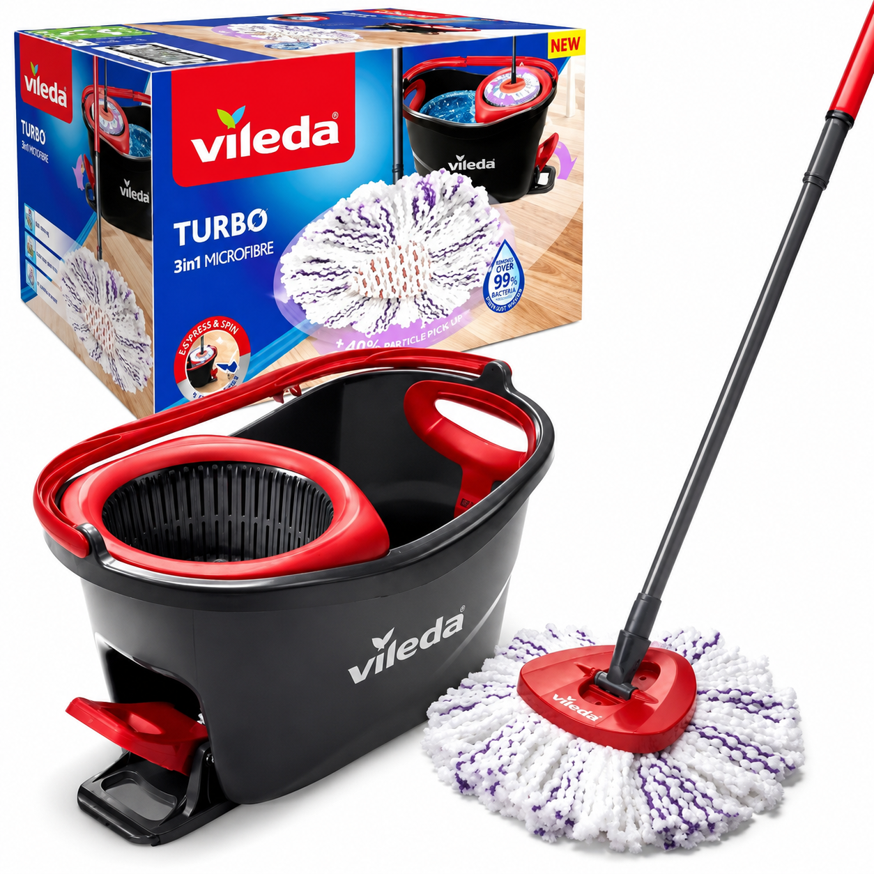 Набор для уборки Vileda TURBO 3в1 Microfibre с ведром 13 л (167751)