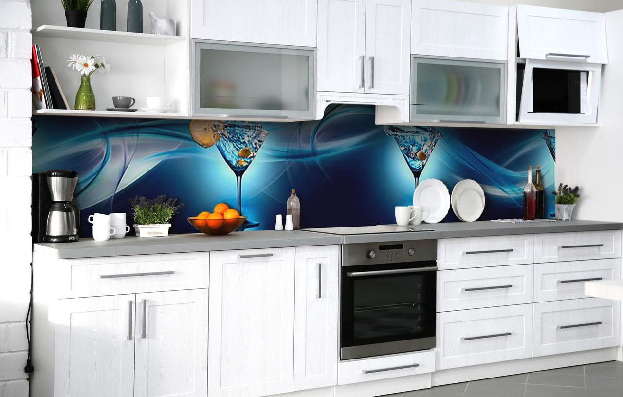 Кухонный фартук Бирюзовый мартини виниловый самоклеющийся 60х300 см