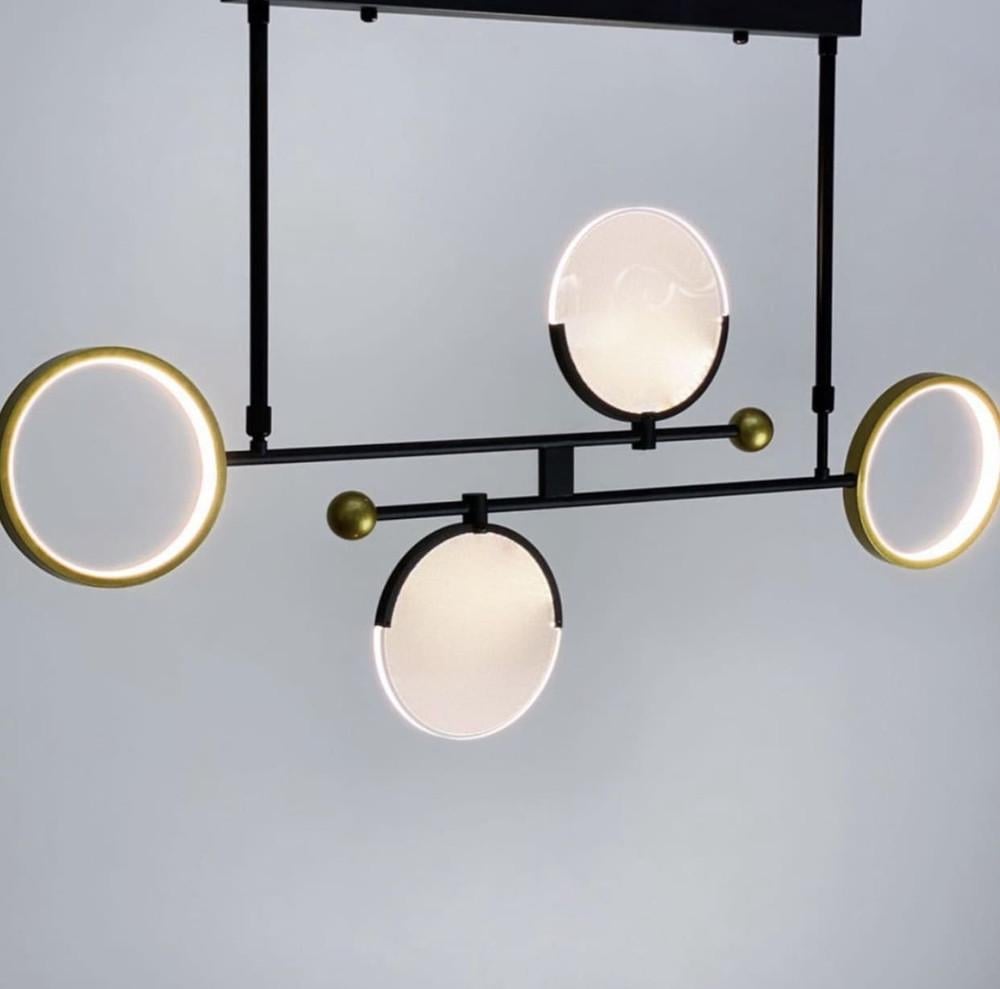 Люстра в геометрической форме со встроенными светодиодами на 4 плафона 25 Вт Черный (YG803/4)