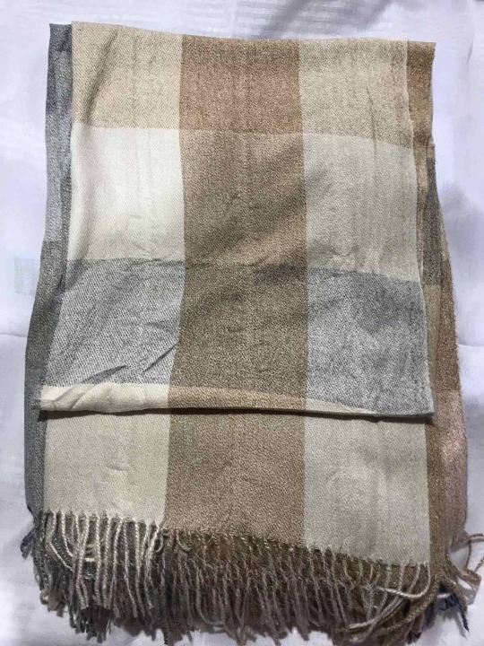 Шарф женский кашемировый в клетку Бежевый (ШарфКаш72)