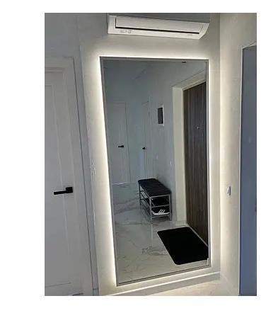 Дзеркало настінне у МДФ рамі з фоновим LED підсвічуванням 160x60 см Чорний (29068624) - фото 6