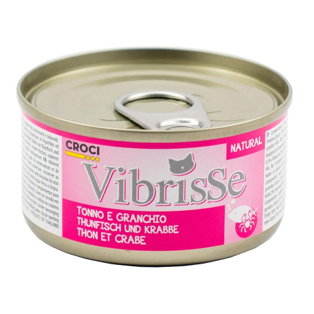 Блок консервованого корму для котів Croci Vibrisse з тунцем і крабом у соусі 24х70 г