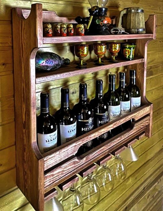 Полка для вина настенная из дерева Фудамото 66 Макоре (ПНК-619626)