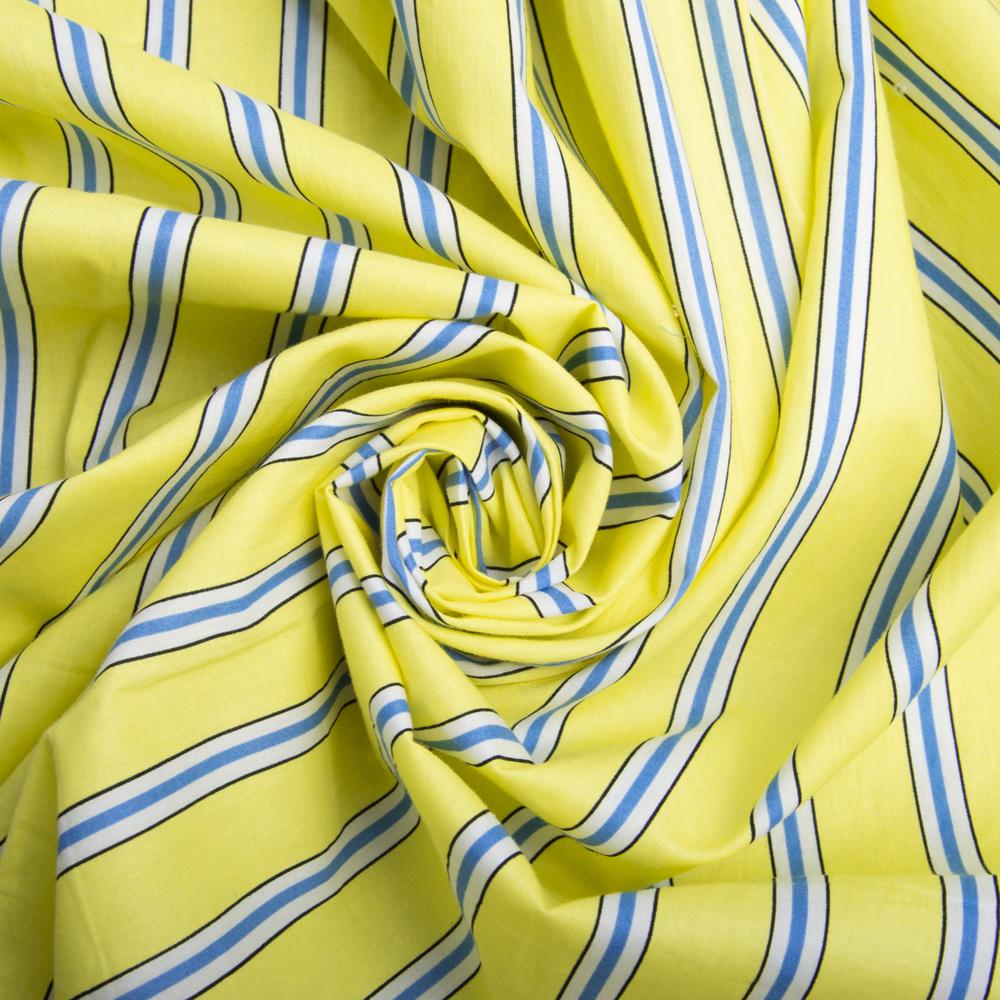 Ткань поплин стрейч Полоса Лимон/Темно-голубой (24020) Ткань поплин стрейч Полоса Лимон/Темно-голубой (24020)