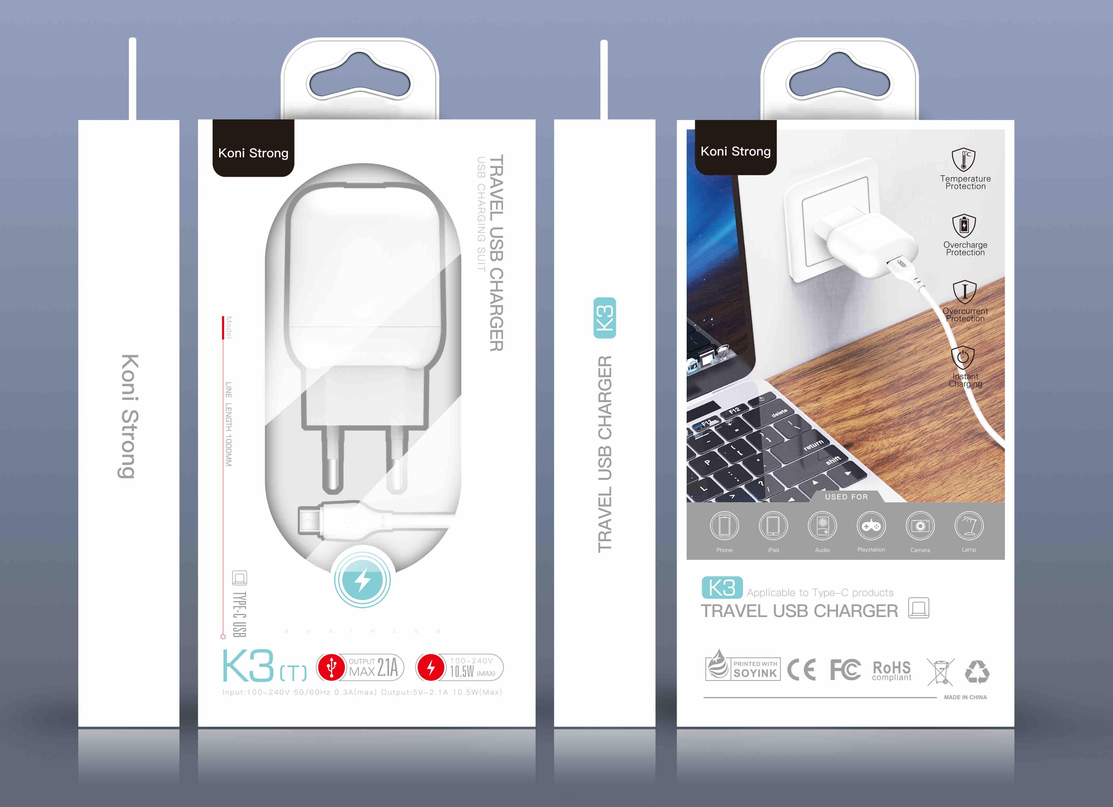 Зарядное устройство KONI STRONG KS74 Lightning cable 2хUSB 2.1A 10,5W White (7359303) - фото 3 Зарядное устройство KONI STRONG KS74 Lightning cable 2хUSB 2.1A 10,5W White (7359303) - фото 3