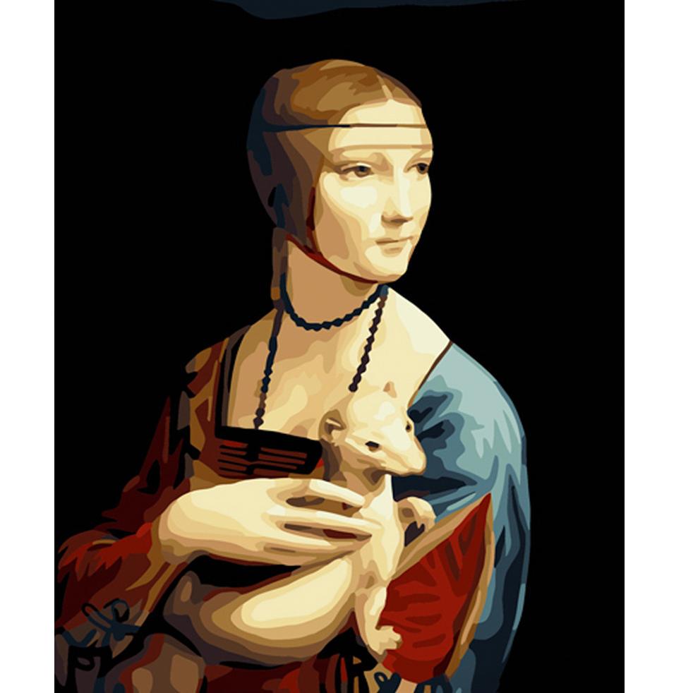 Картина за номерами Strateg Преміум Пані з горностаєм 40x50 см (GS558)