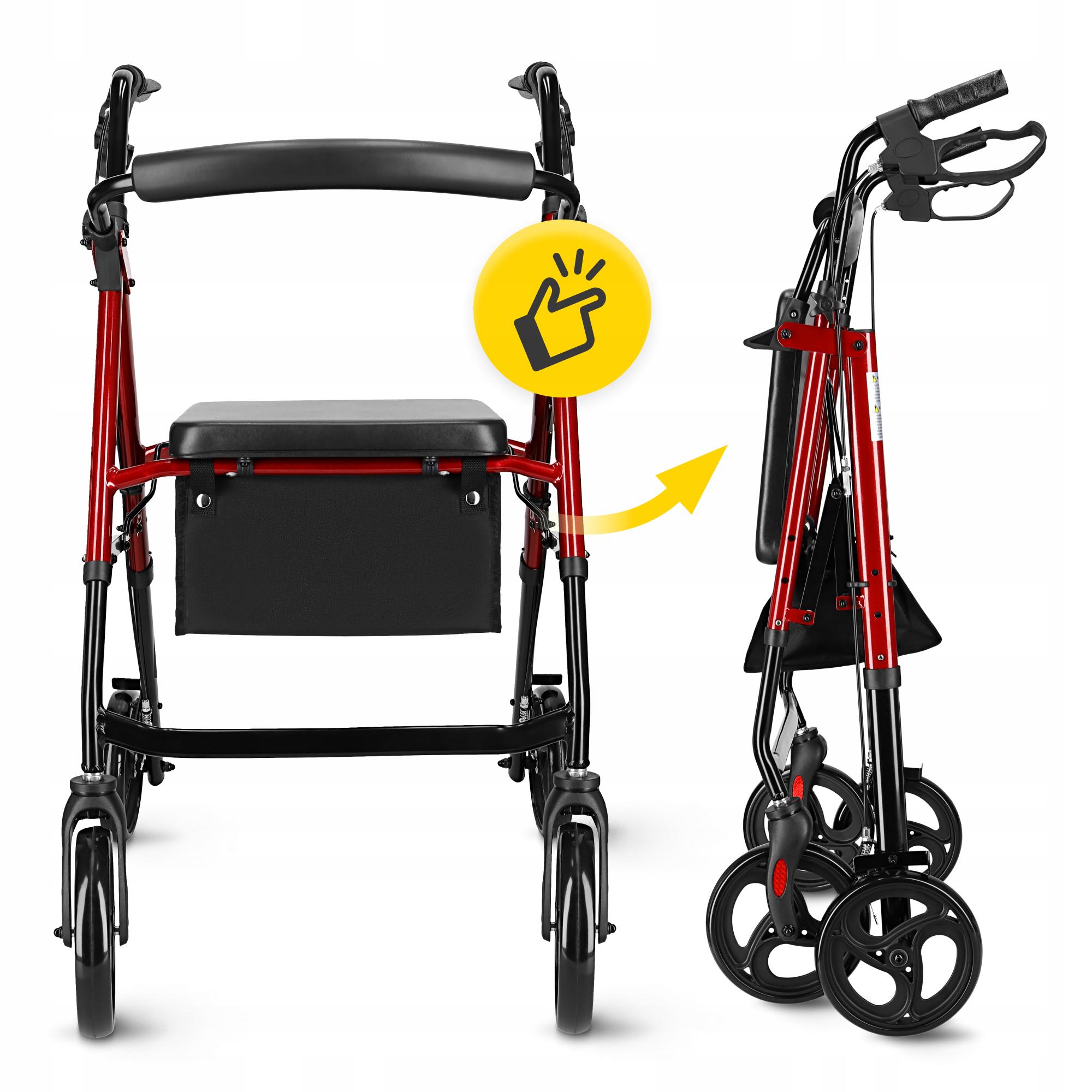 Роллер для ходьбы 4fizjo складной с сумкой Black/Red (P-5905973406901) - фото 3