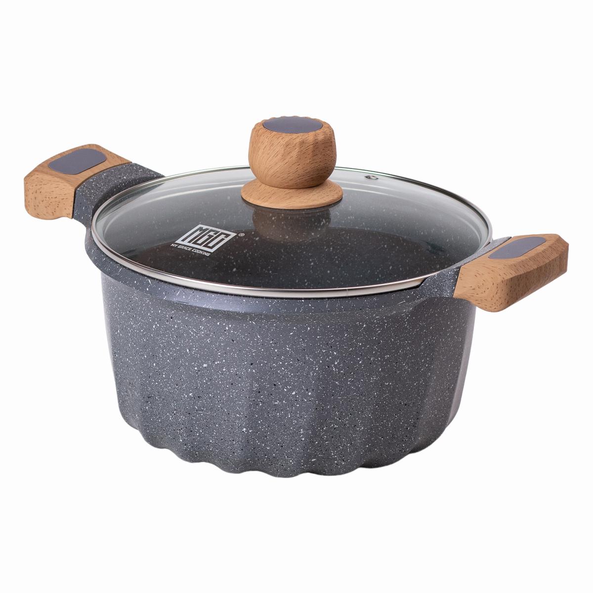 Кастрюля алюминиевая MGC во французском стиле со стеклянной крышкой 5 л Серый - фото 3 Кастрюля алюминиевая MGC во французском стиле со стеклянной крышкой 5 л Серый - фото 3