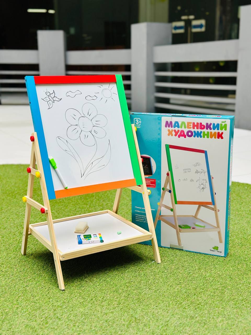 Мольберт детский двусторонний для рисования мелом/маркером/фломастерами деревянный (2732580376) - фото 2 Мольберт детский двусторонний для рисования мелом/маркером/фломастерами деревянный (2732580376) - фото 2