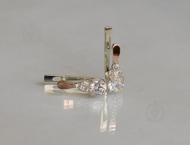 Серебряные серьги Sil с золотом 140s-3 Прозрачный (Sil-691)