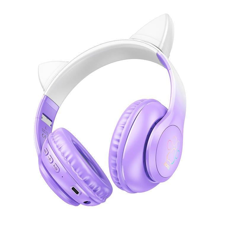Наушники беспроводные Hoco Cat ears BT W42 BT5.3 AUX/TF 10h Purple grape (574042)