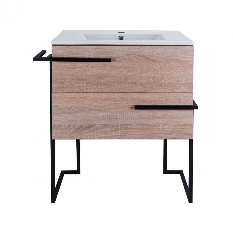 Комплект тумба підлогова та раковина врізна Q-tap Taurus 700х800х437 Whitish oak (QT2471TNT703WO)