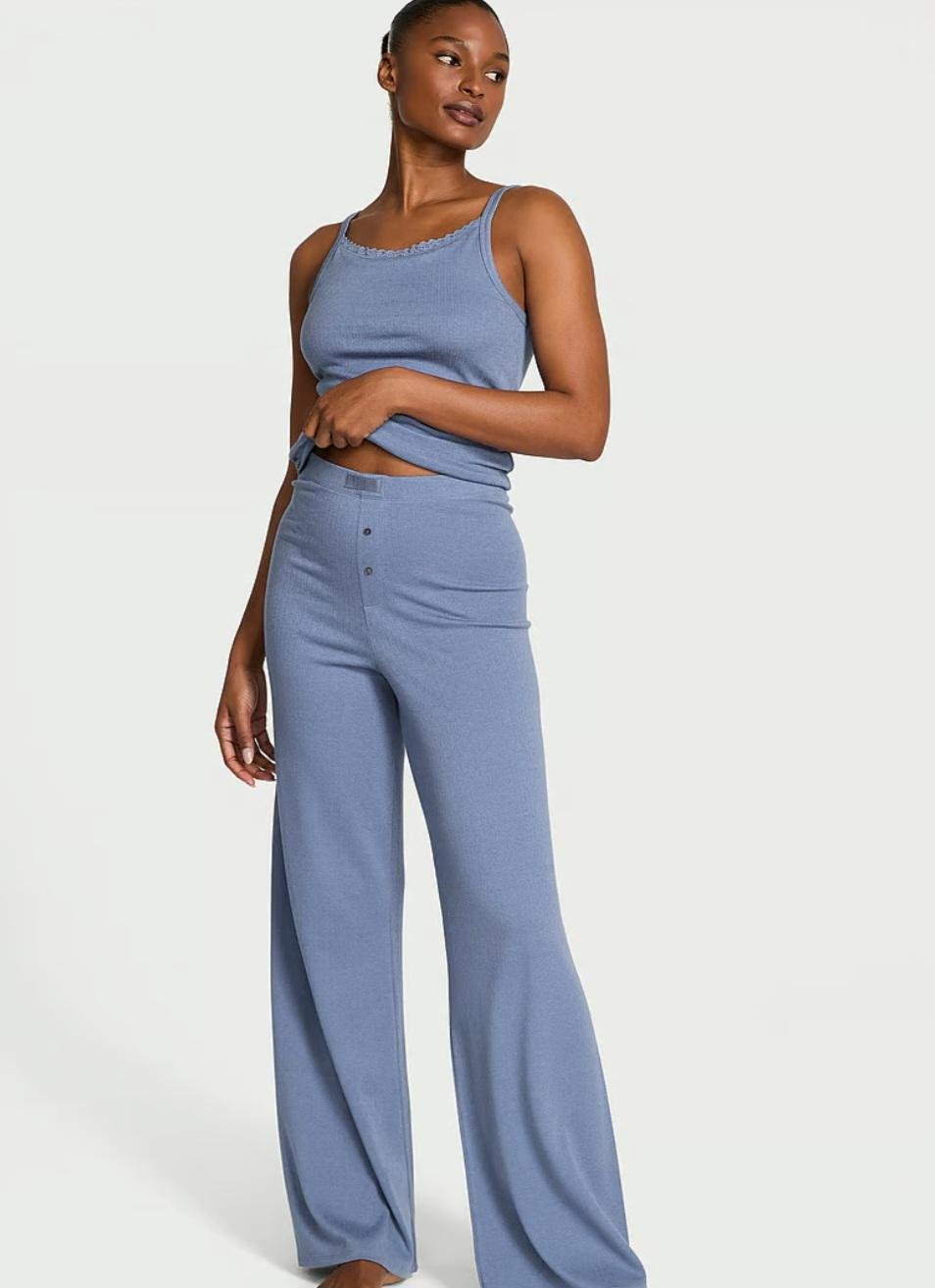 Піжама майка/штани з модалу Victoria's secret Pointelle M/L Синій (27058046)