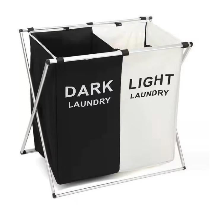 Корзина для белья Laundry Basket раскладная с 2 отсеками для сортировки вещей (3_06703)