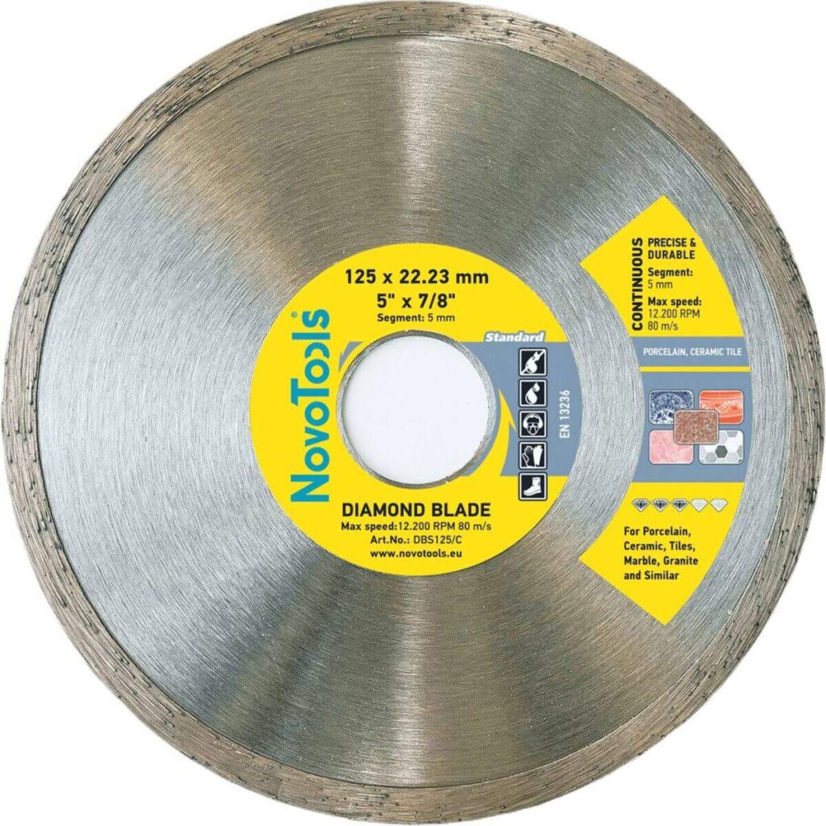 Диск алмазний суцільний NovoTools Standard 125 мм 5х22,23 мм 50 шт. (017404)