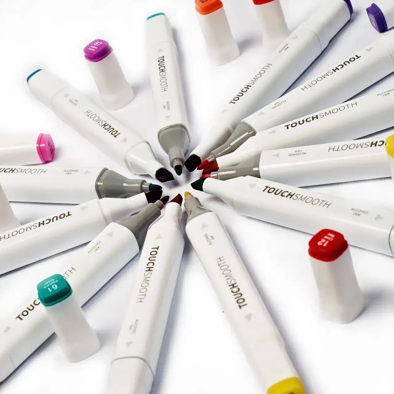 Набір маркерів для малювання та скетчінгу Touch Smooth 262 кольори спиртові та чорна підставка для маркерів - фото 6