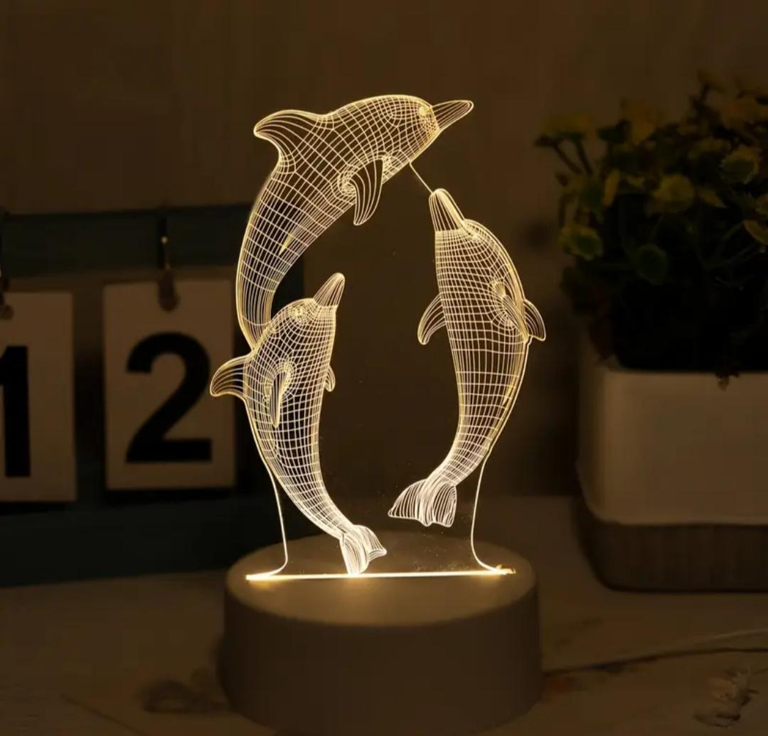 LED-ночник 3D Дельфины акриловый (27791715) - фото 2 LED-ночник 3D Дельфины акриловый (27791715) - фото 2