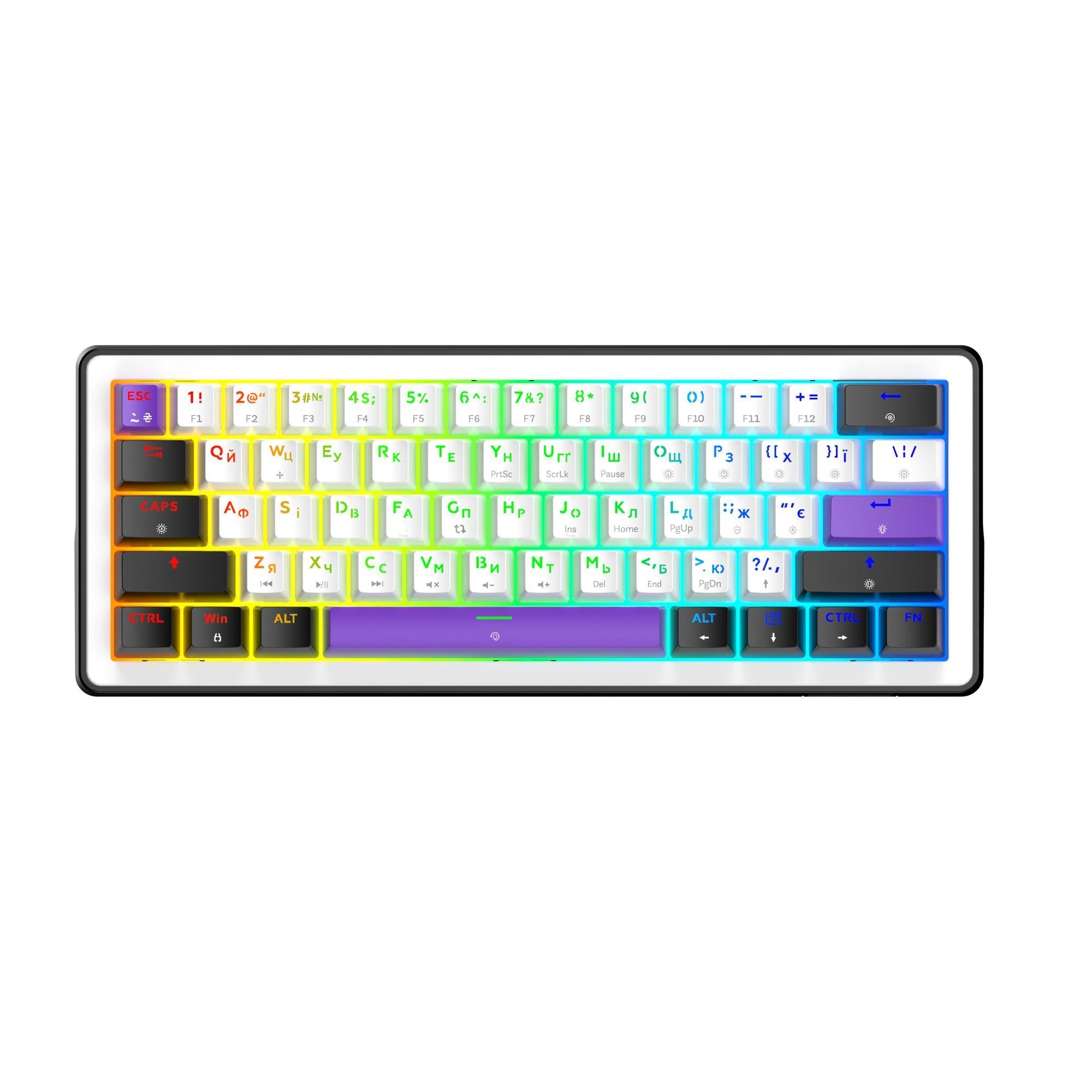 Клавиатура механическая игровая Hator Hellyberry HK60 60 клавиш USB Hellyberry Switch White/Violet (34618274)