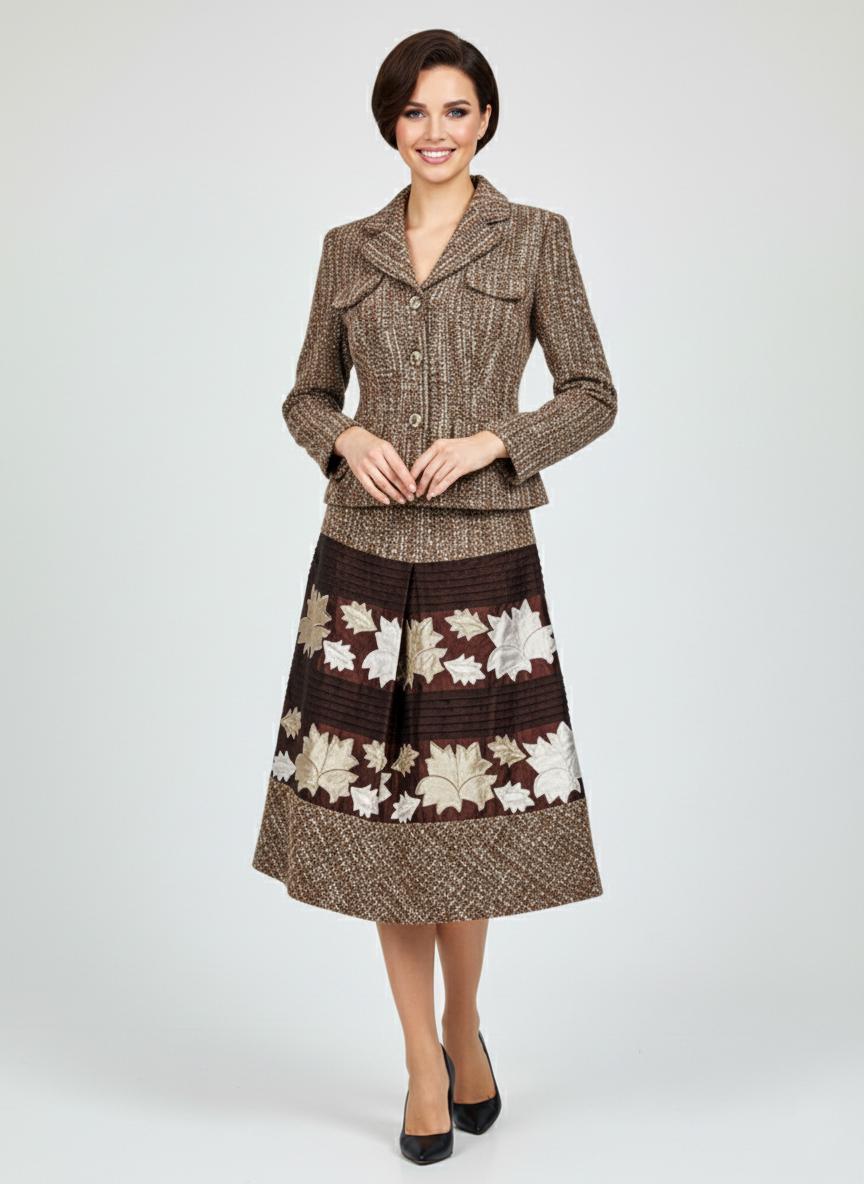 Костюм женский демисезонный с юбкой Tianqi&tianqi LM-01354 р. 42 Терракотовый (17852130) - фото 3