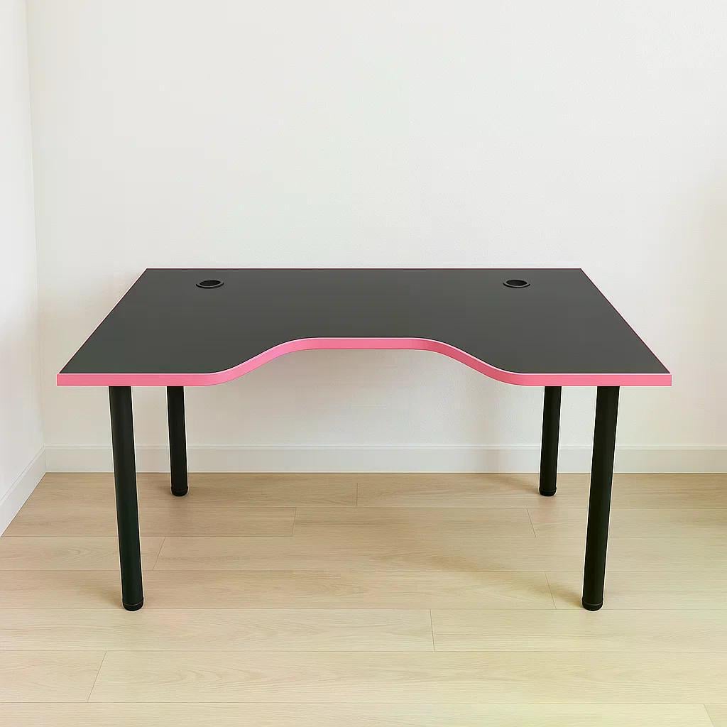 Геймерский стол X13 с полкой под системный блок 120 см Черный с розовым (ГСXG13)