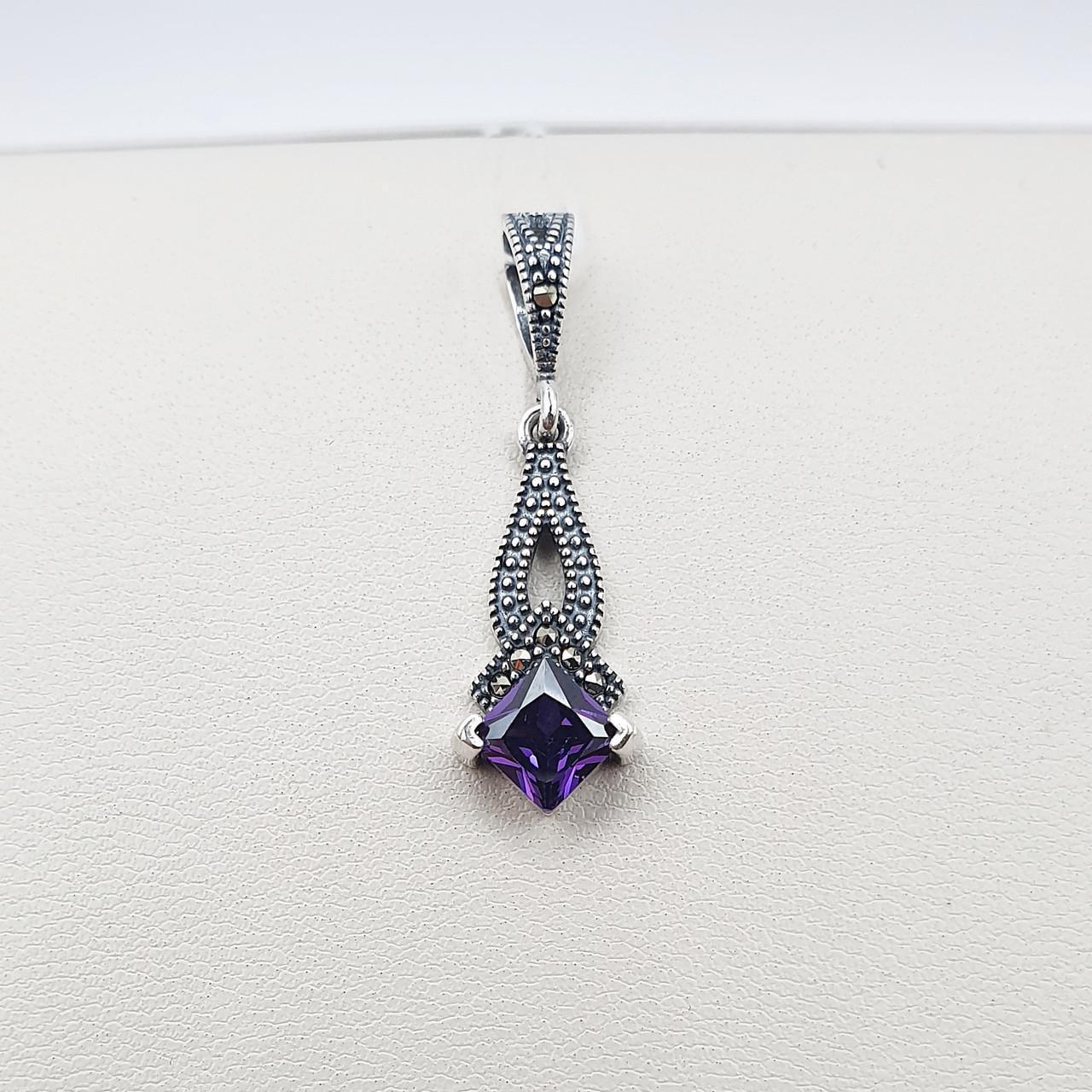Серебряный кулон с аметистом альпинитом и марказитом 2,11 г (2686516346)