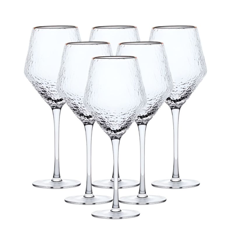 Набір келихів для вина Stunning фактурних 6 шт. по 600 мл Золотий - фото 1 Набір келихів для вина Stunning фактурних 6 шт. по 600 мл Золотий - фото 1