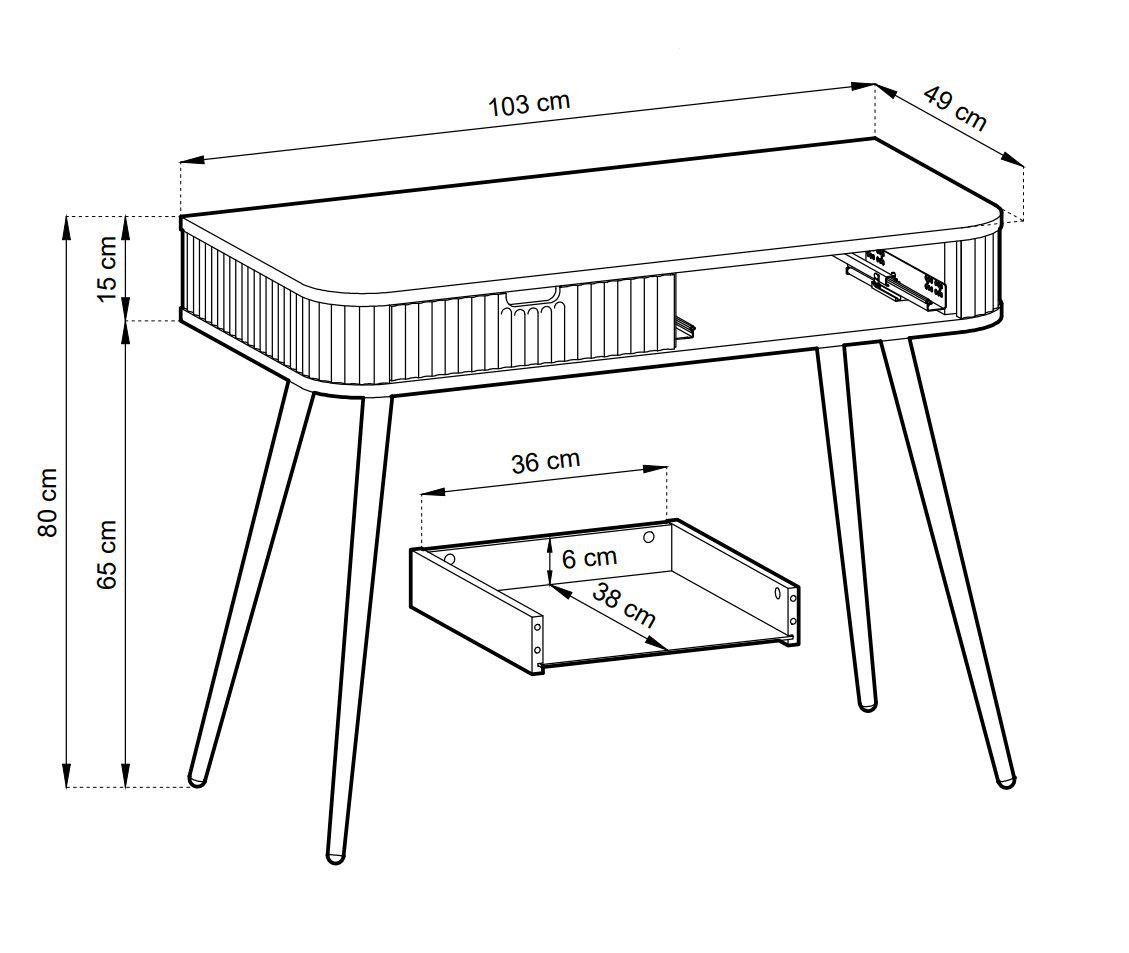 Стіл туалетний Perfect Home Zova T103 з 2 шухлядами та золотими ніжками Кашемір (PFH-091301) - фото 3 Стіл туалетний Perfect Home Zova T103 з 2 шухлядами та золотими ніжками Кашемір (PFH-091301) - фото 3