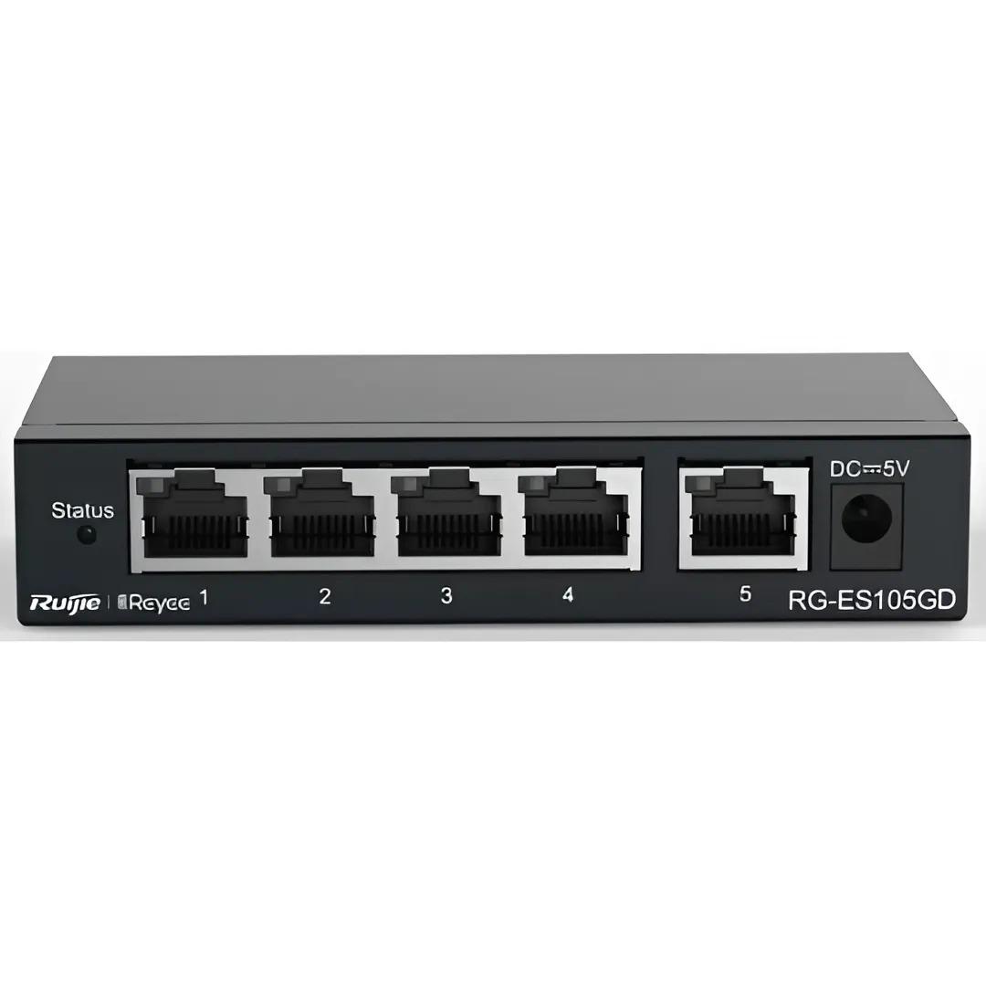 Коммутатор неуправляемый Ruijie Reyee RG-ES105D 1 Гбит/с Черный (99-00012828)