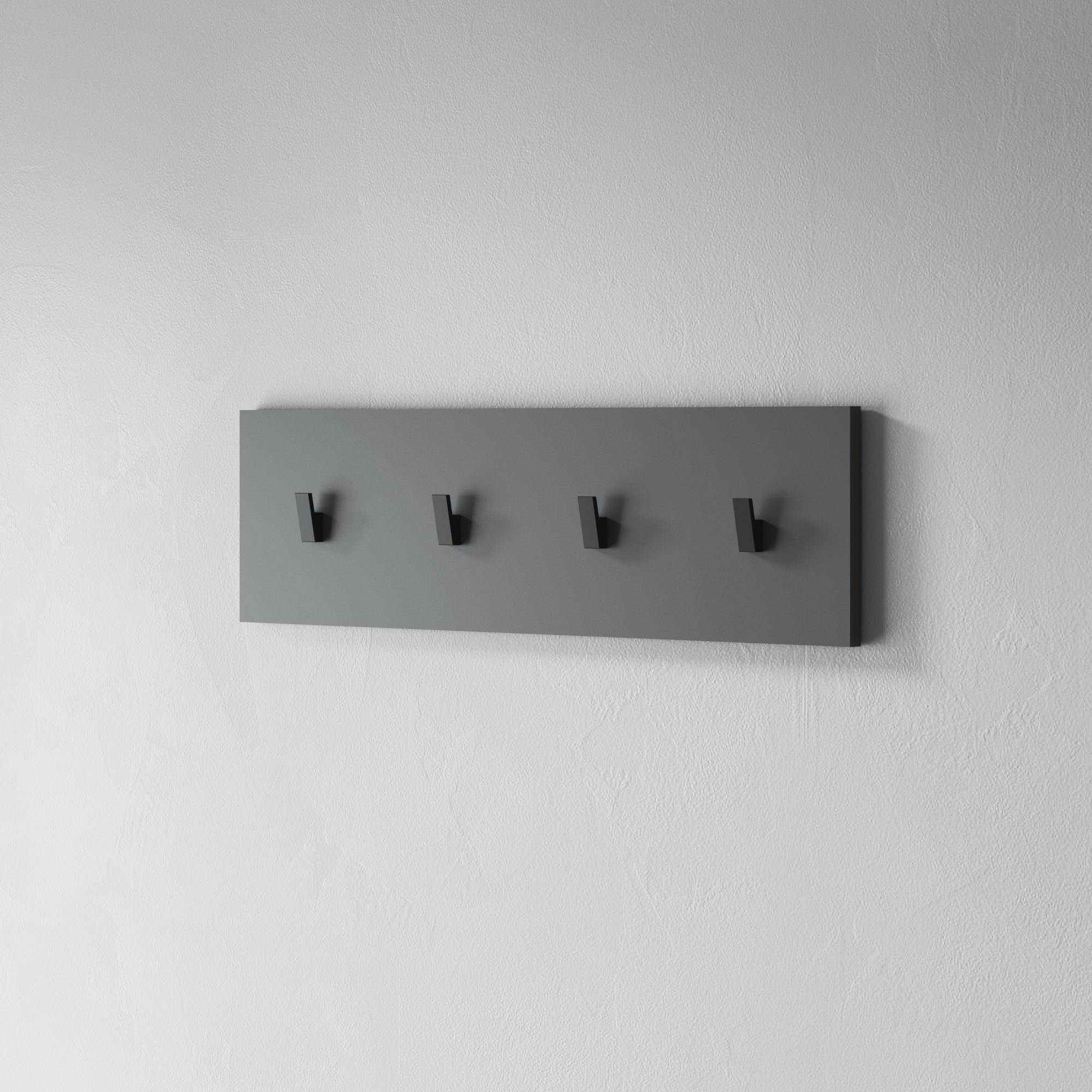 Вішалка настінна на 4 крючки в передпокій 800x220x30 мм Антрацит (hm-47-an)