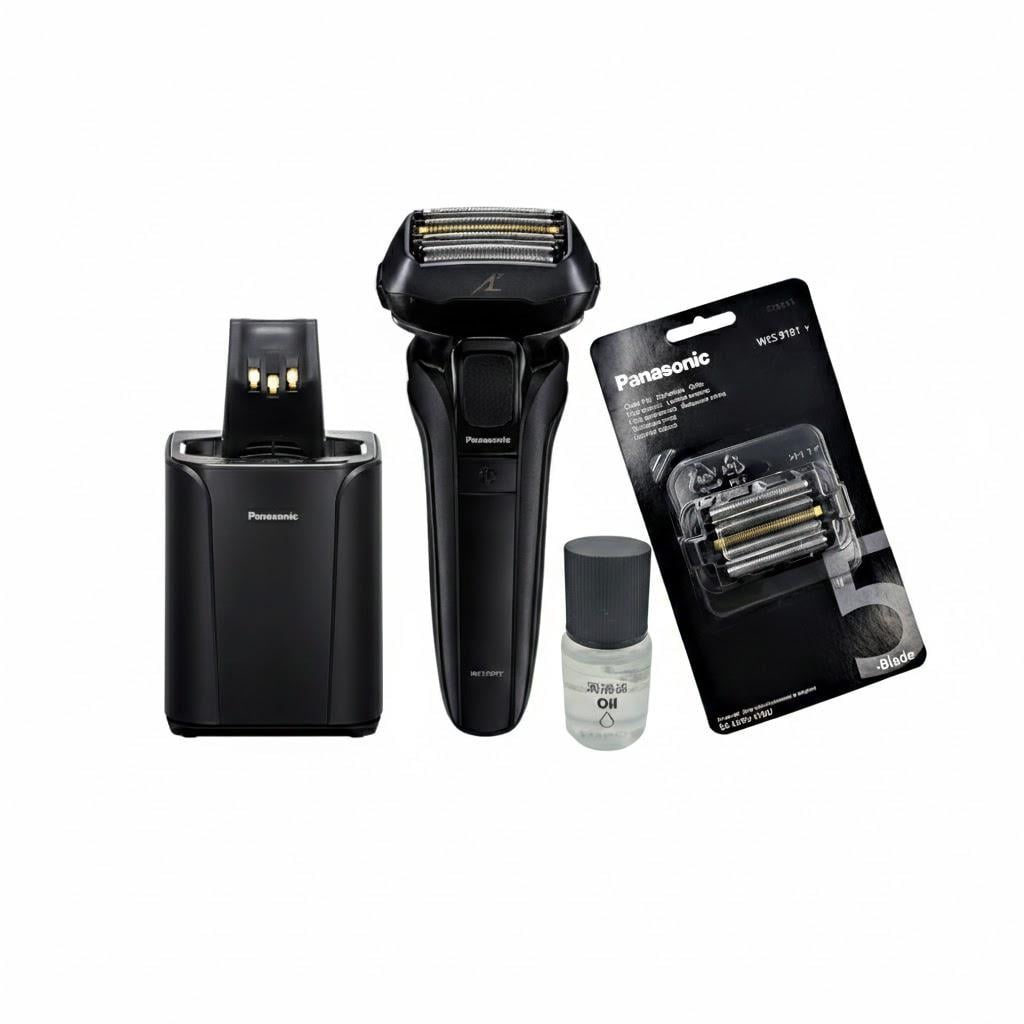 Электробритва Panasonic ES-LV9U-K820-AS2 с дополнительным набором из сетки WES-9181Y-1361 и маслом WES-8196X-7911 (32362427)