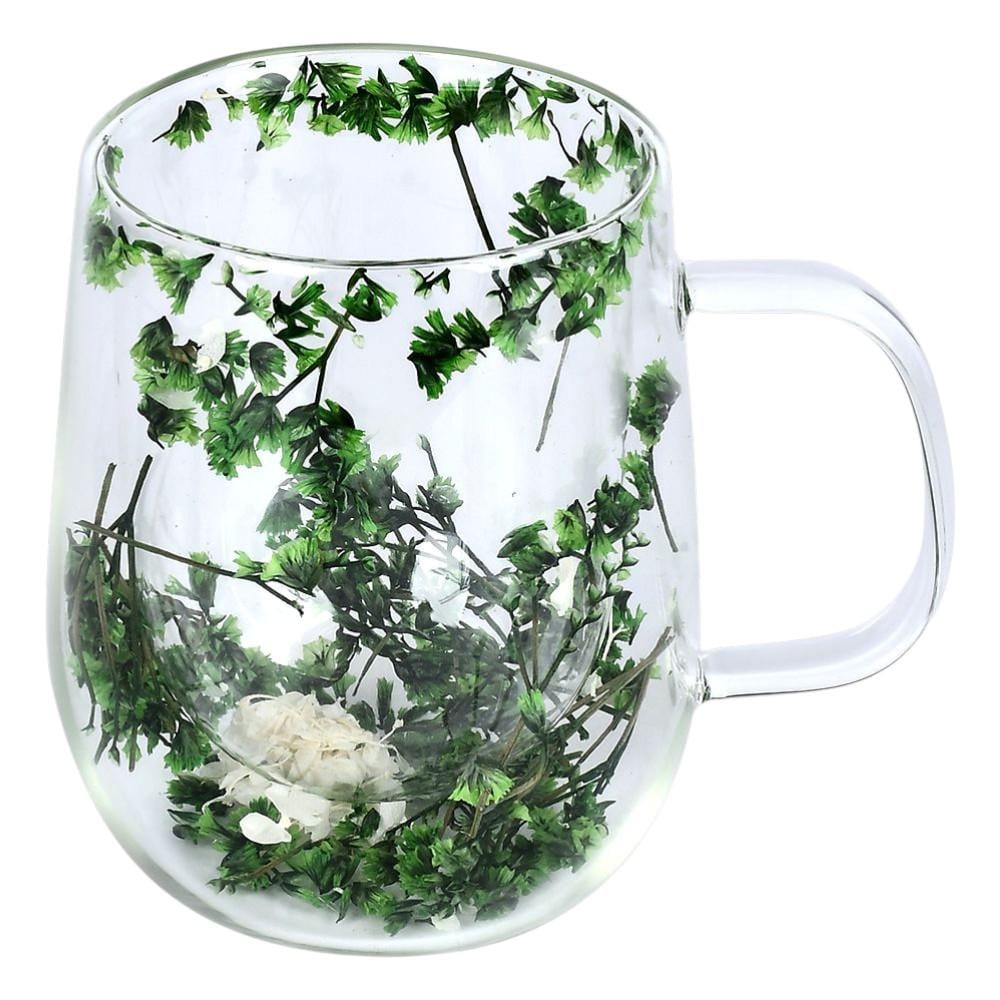 Чашка с двойными стенками Dry flowers R10120 и декором-цветы прозрачная 330 мл (32163516)