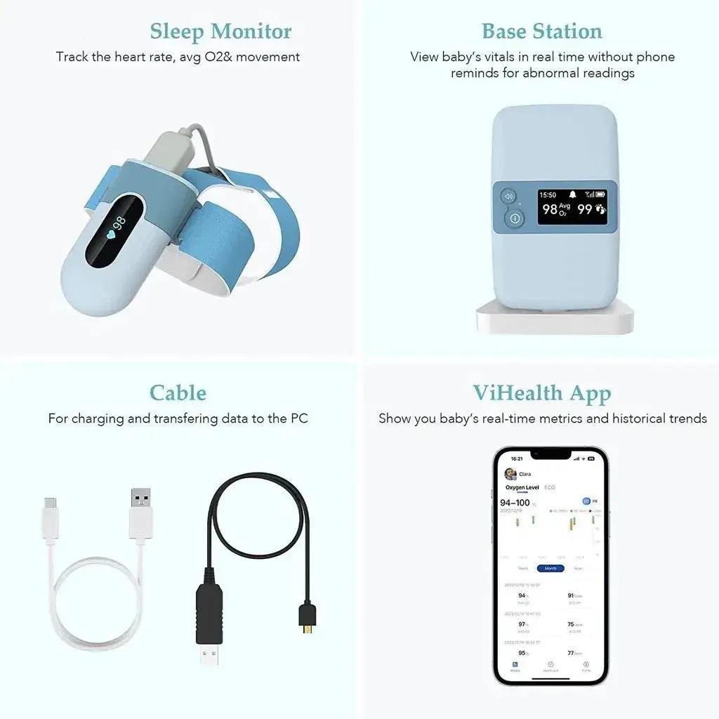 Монитор сна для детей Babyton BabyO2 S2 Oxygen Monitor PO5 (23712349) - фото 4