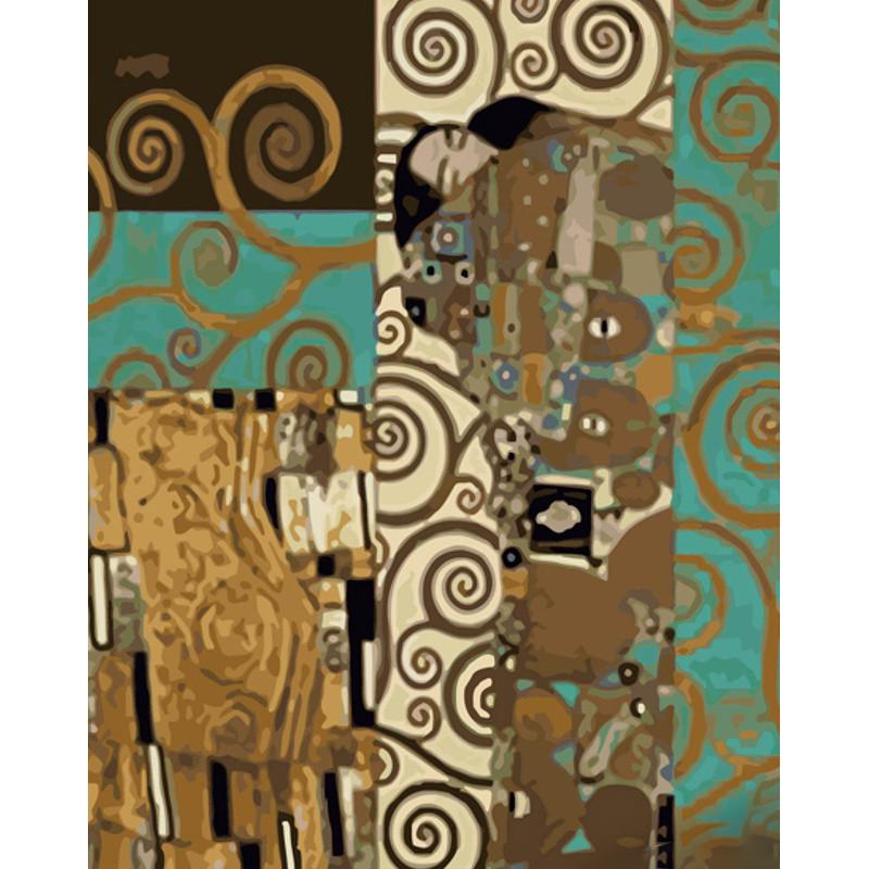 Картина по номерам Strateg Премиум Объятия в стиле Климпта с лаком и 40х50 см (GS1413)