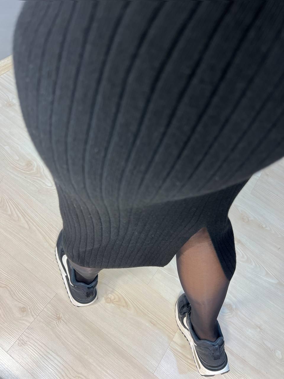 Спідниця жіноча My fashion 478 в'язка широкий рубчик розріз середня довжина р. 44-48 Чорний (3024) - фото 4 Спідниця жіноча My fashion 478 в'язка широкий рубчик розріз середня довжина р. 44-48 Чорний (3024) - фото 4
