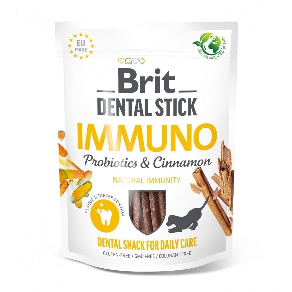 Лакомство для собак Brit Dental Stick Immuno для крепкого иммунитета с пробиотиками и корица 7 шт. 251 г (1984891642)