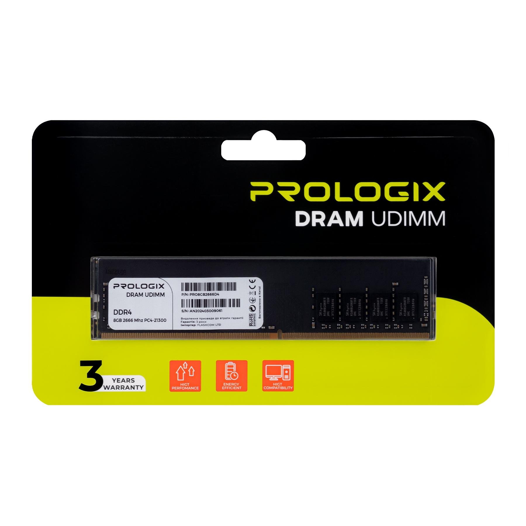 Оперативна пам'ять PrologiX DDR4 8 Гб 2666 MHz (PRO8GB2666D4) - фото 4 Оперативна пам'ять PrologiX DDR4 8 Гб 2666 MHz (PRO8GB2666D4) - фото 4
