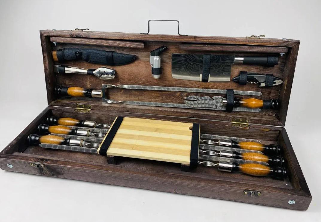 Набор шампуров в кейсе Бизон (21-10-KS-7619) - фото 4 Набор шампуров в кейсе Бизон (21-10-KS-7619) - фото 4