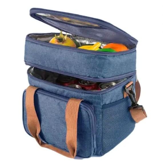 Сумка-холодильник на 2 отделения с ручкой через плечо 26х25х18 см 12 л Синий (172-1) - фото 5 Сумка-холодильник на 2 отделения с ручкой через плечо 26х25х18 см 12 л Синий (172-1) - фото 5