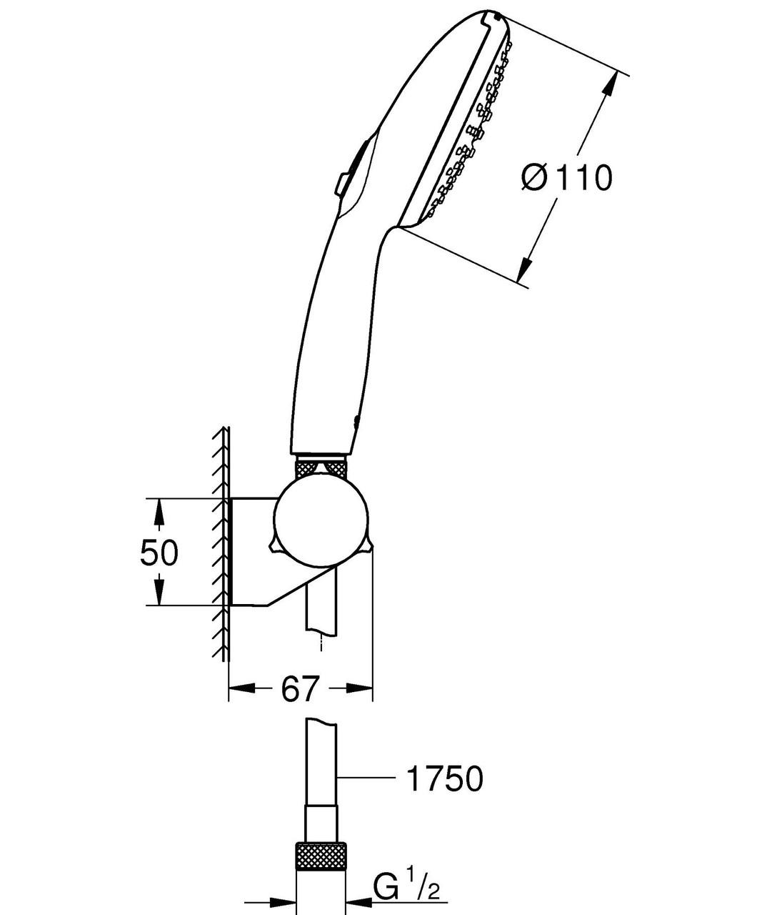 Набор для душа Grohe Tempesta 110 с креплением/лейкой/шлангом (27601003) - фото 8