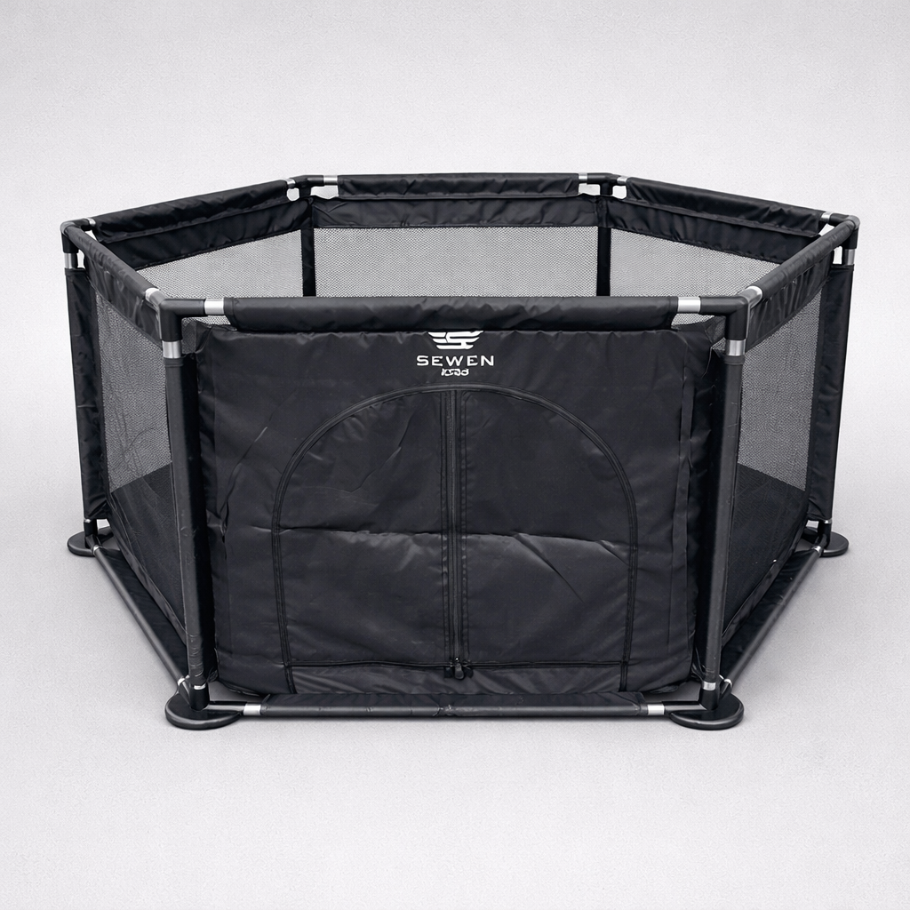 Манеж детский игровой с сетчатыми стенками 125х110х65 см Черный (33853333)