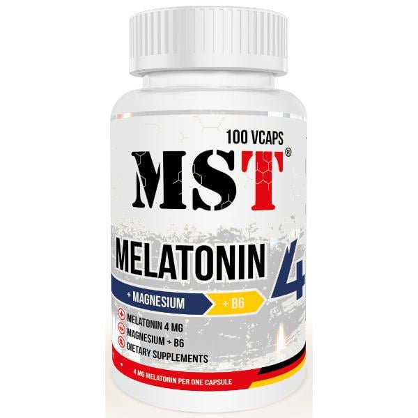 Витаминно-минеральный комплекс для спорта MST Nutrition Melatonin 4/Magnesium/B6 100 вег. капс. (000023737)