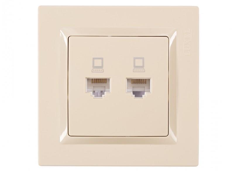 Розетка двойная Luxel компьютерная Jazz Кремовый (9328)