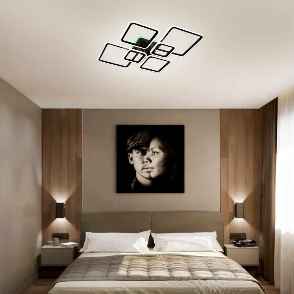 Люстра смарт світлодіодна ESLLSE OVAL RGB 7S 120 Вт керована з підсвіткою RGB 960x750x110 мм Чорний (10483) - фото 6